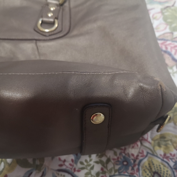 Coach Ashley Convertible Leather Satchel Handbag Shoulder Bag Pewter Metallic - Picture 8 of 15